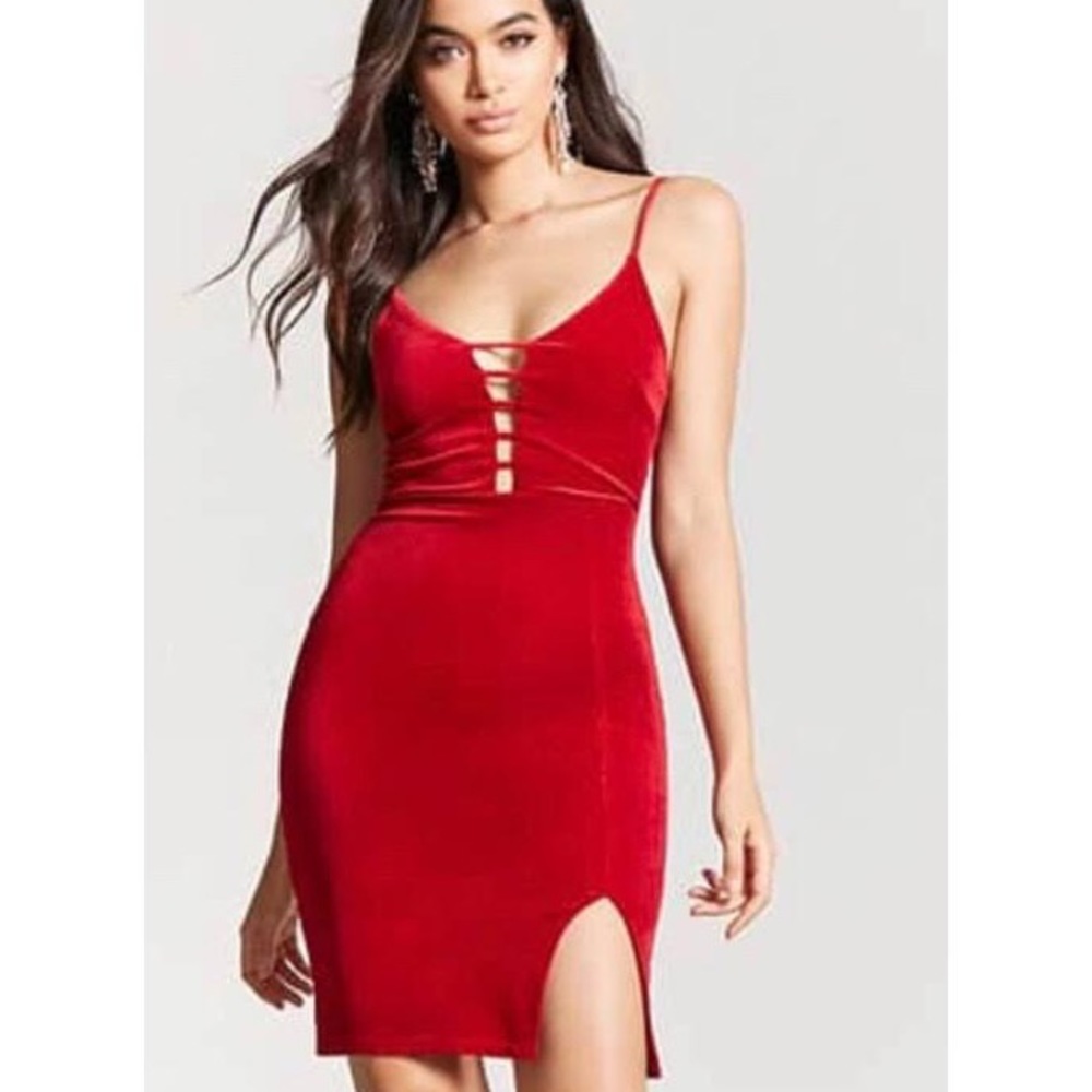 VALENTINES Forever 21 Red Velvet Bodycon Dress